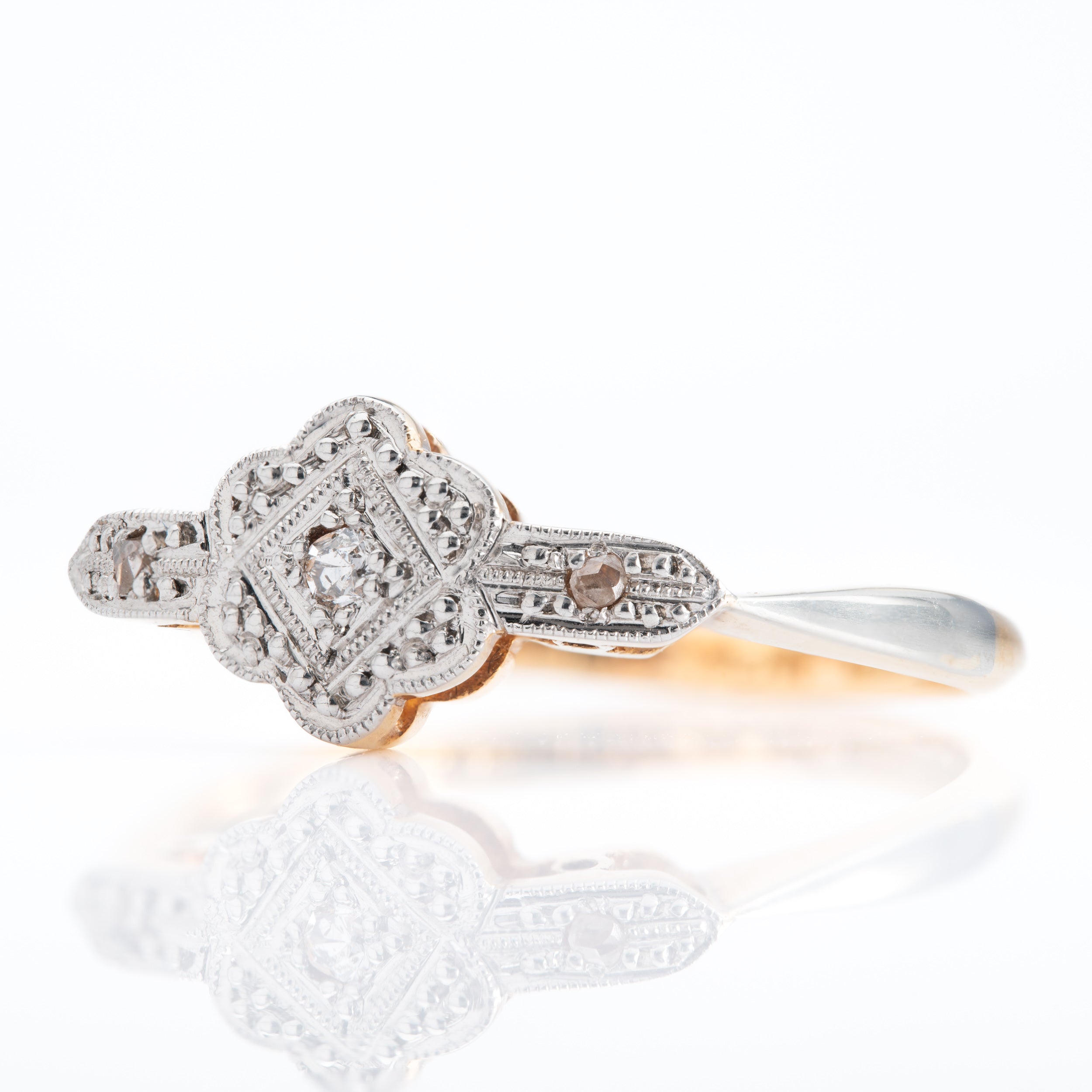 Antique 18ct Yellow Gold & Platinum Edwardian Diamond Ring