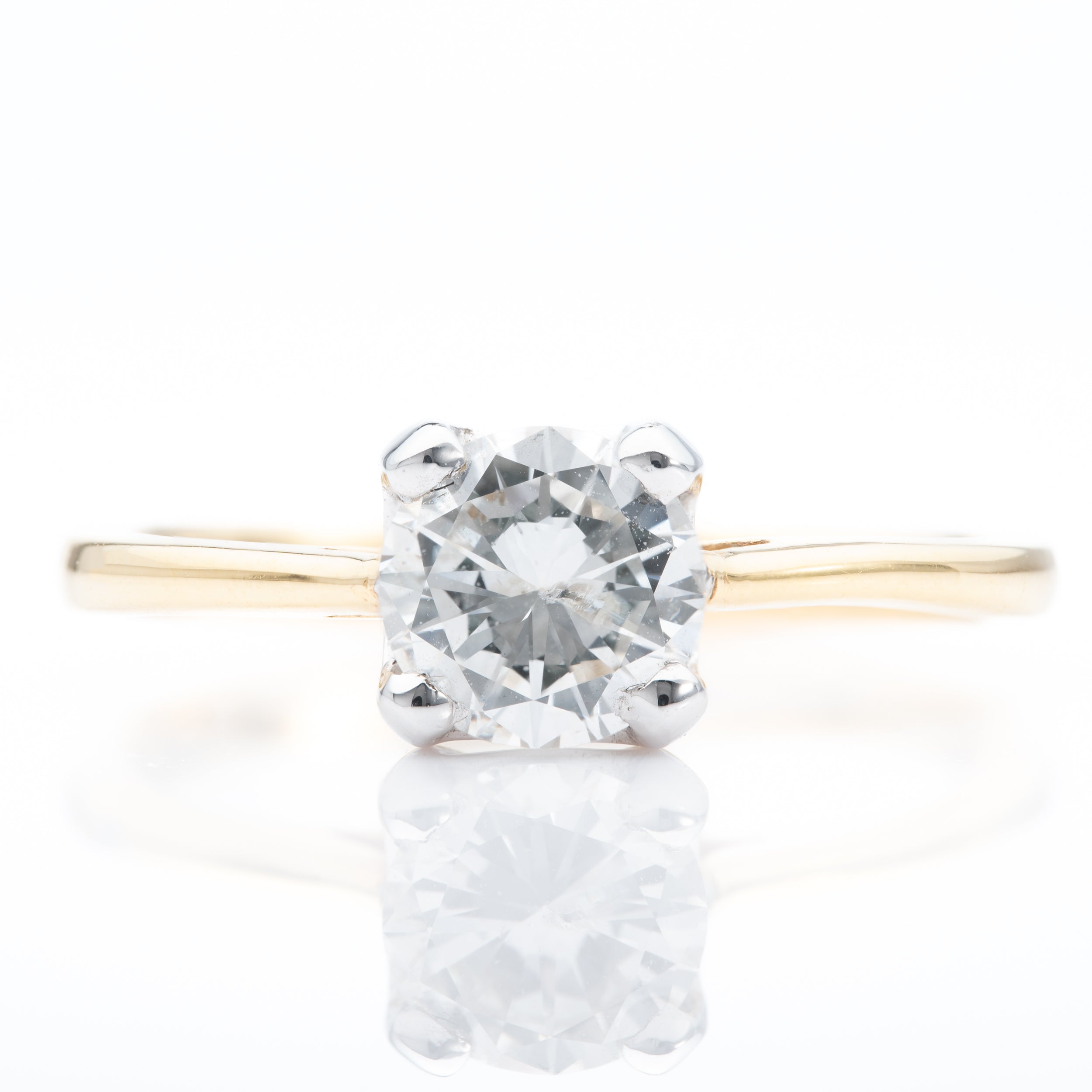 18ct Yellow Gold & White Gold Brilliant Cut Diamond Solitaire Ring