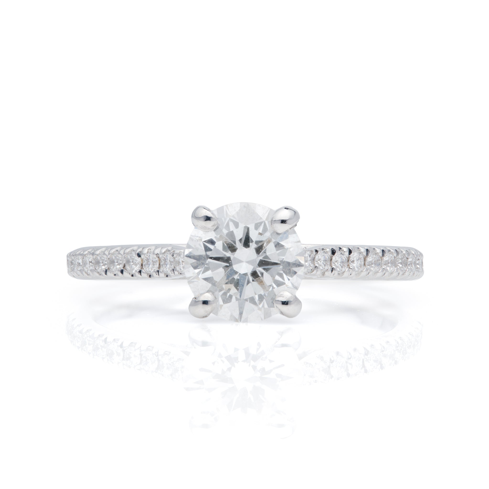 18ct White Gold Brilliant Cut Lab Grown Diamond Solitaire with Lab Grown Diamond Shoulders
