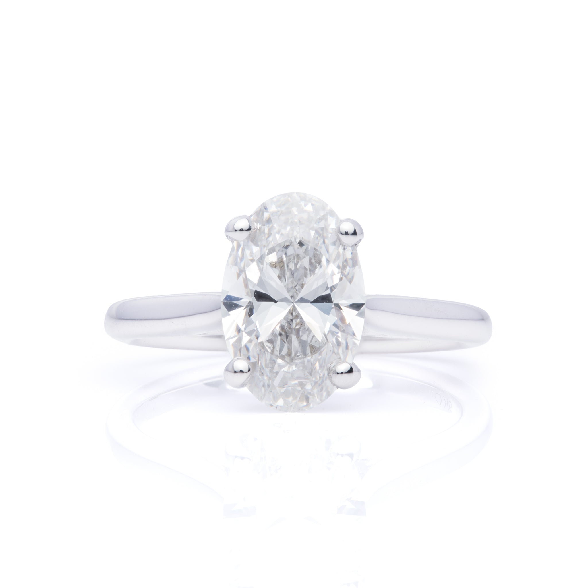 9ct White Gold Oval Cut 2.01ct Lab Grown Diamond Solitaire Ring