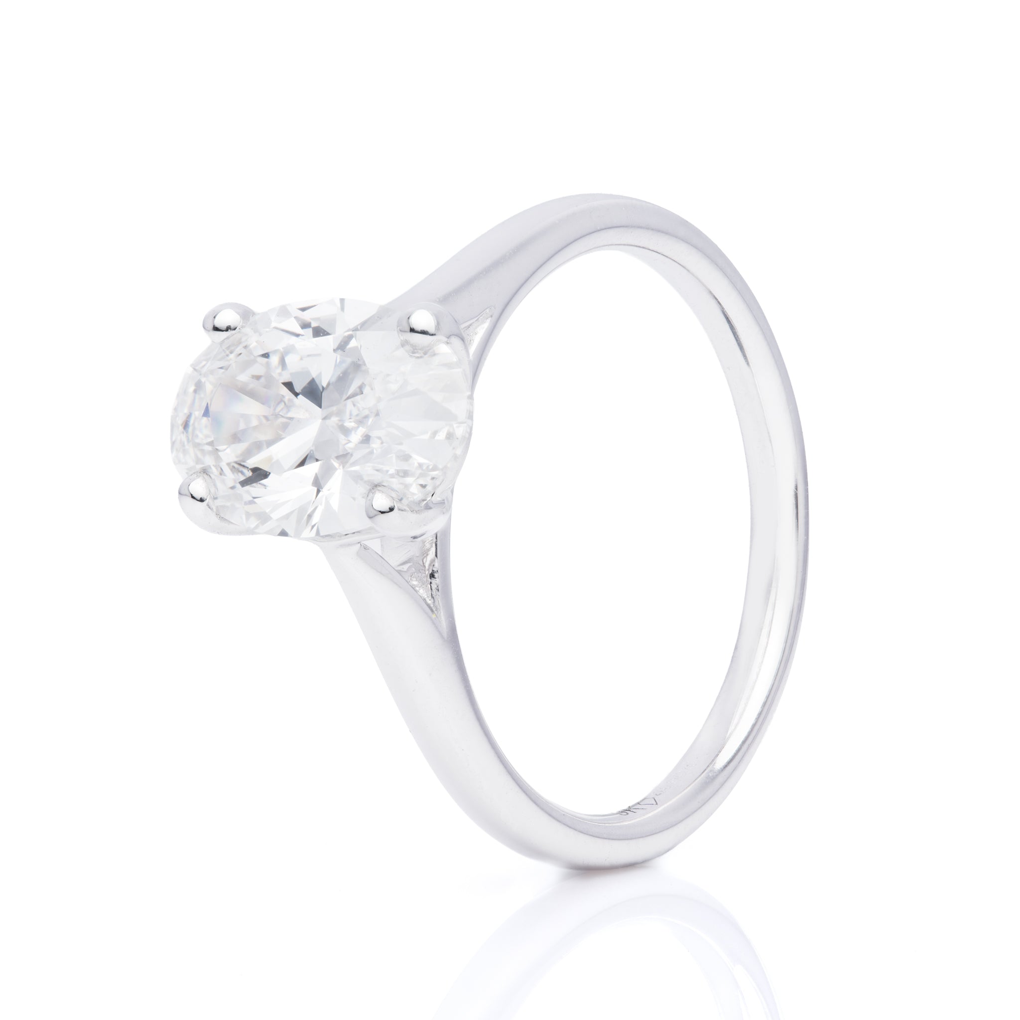9ct White Gold Oval Cut 2.01ct Lab Grown Diamond Solitaire Ring