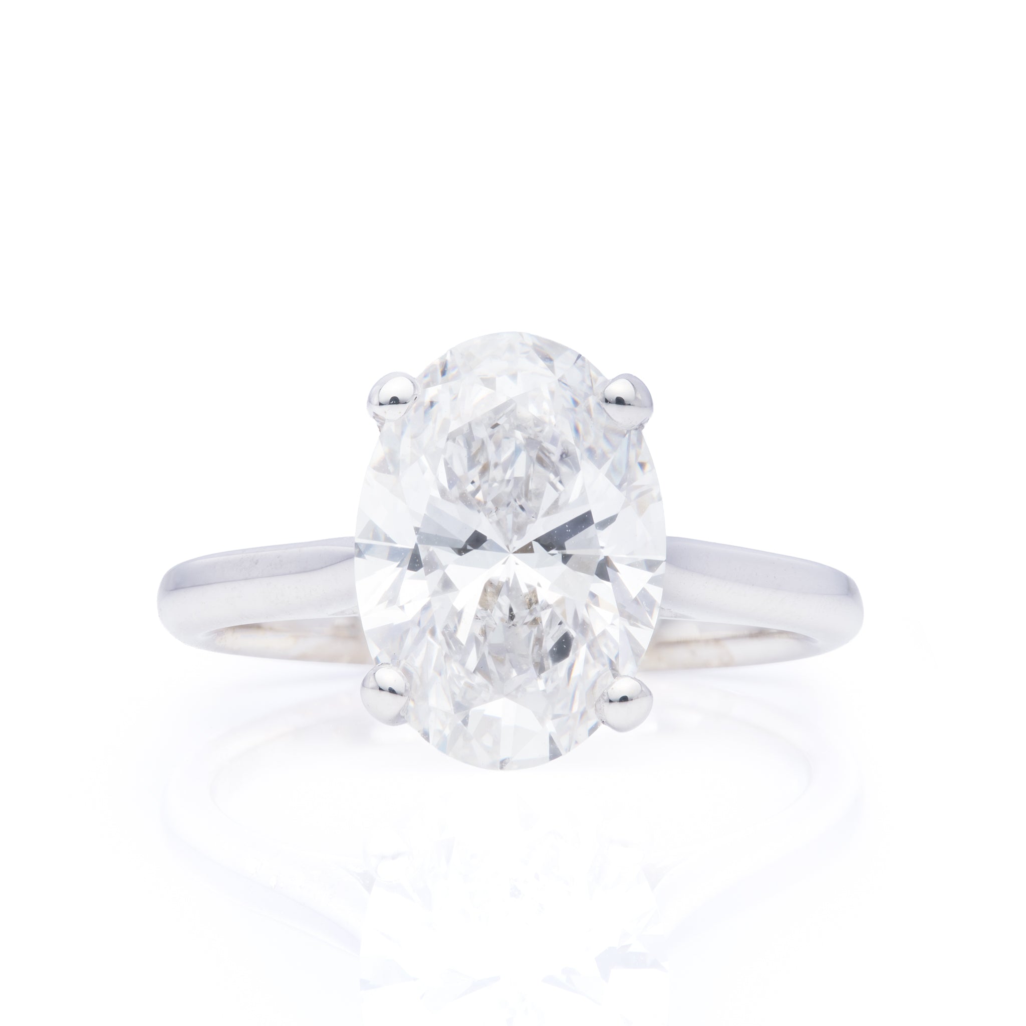9ct White Gold Oval Cut 3.01ct Lab Grown Diamond Solitaire Ring