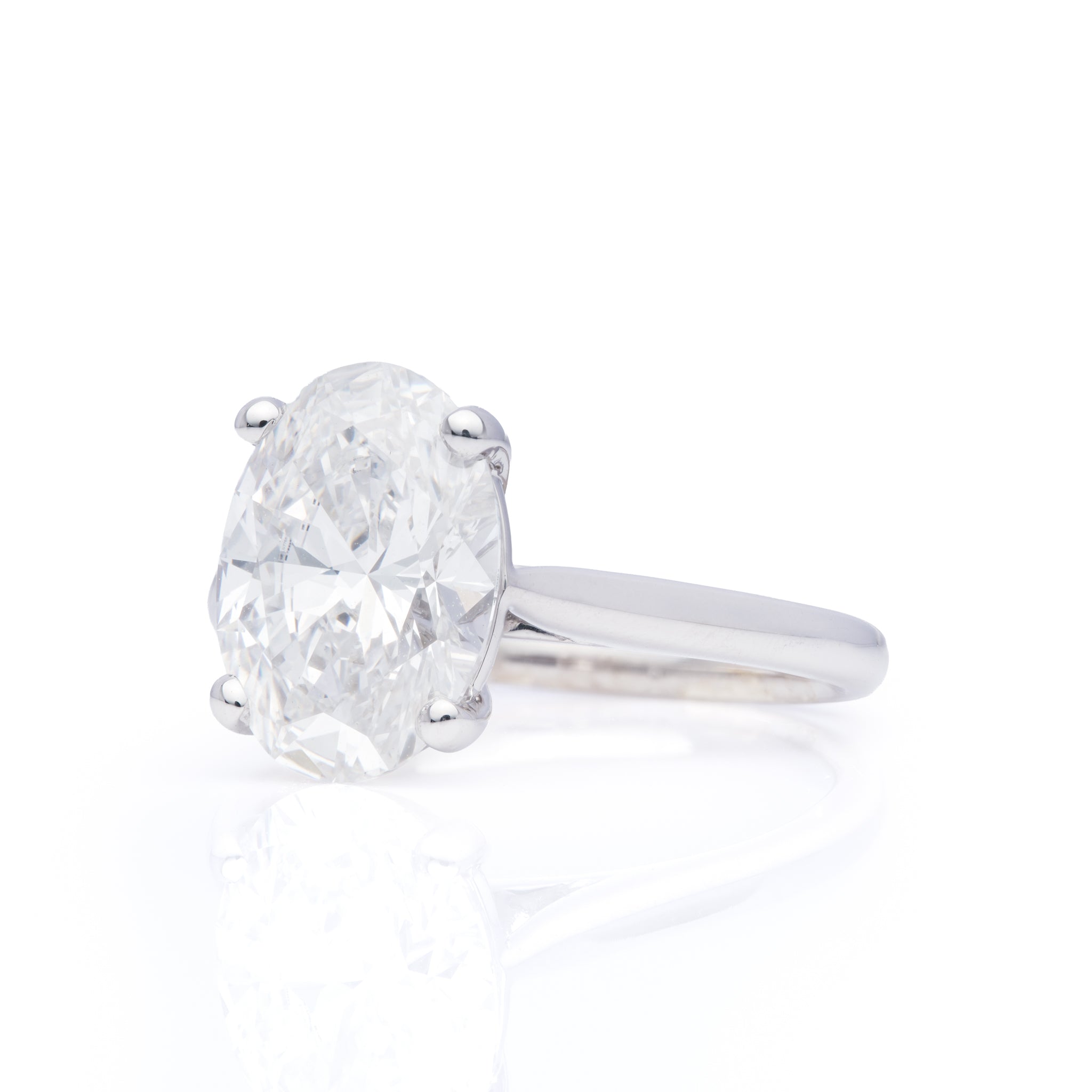 9ct White Gold Oval Cut 3.01ct Lab Grown Diamond Solitaire Ring
