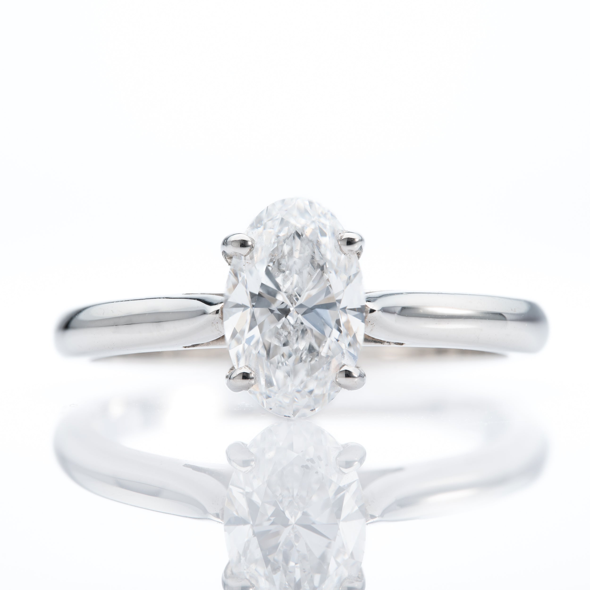 Platinum 1.00ct Oval Cut Diamond Solitaire Ring