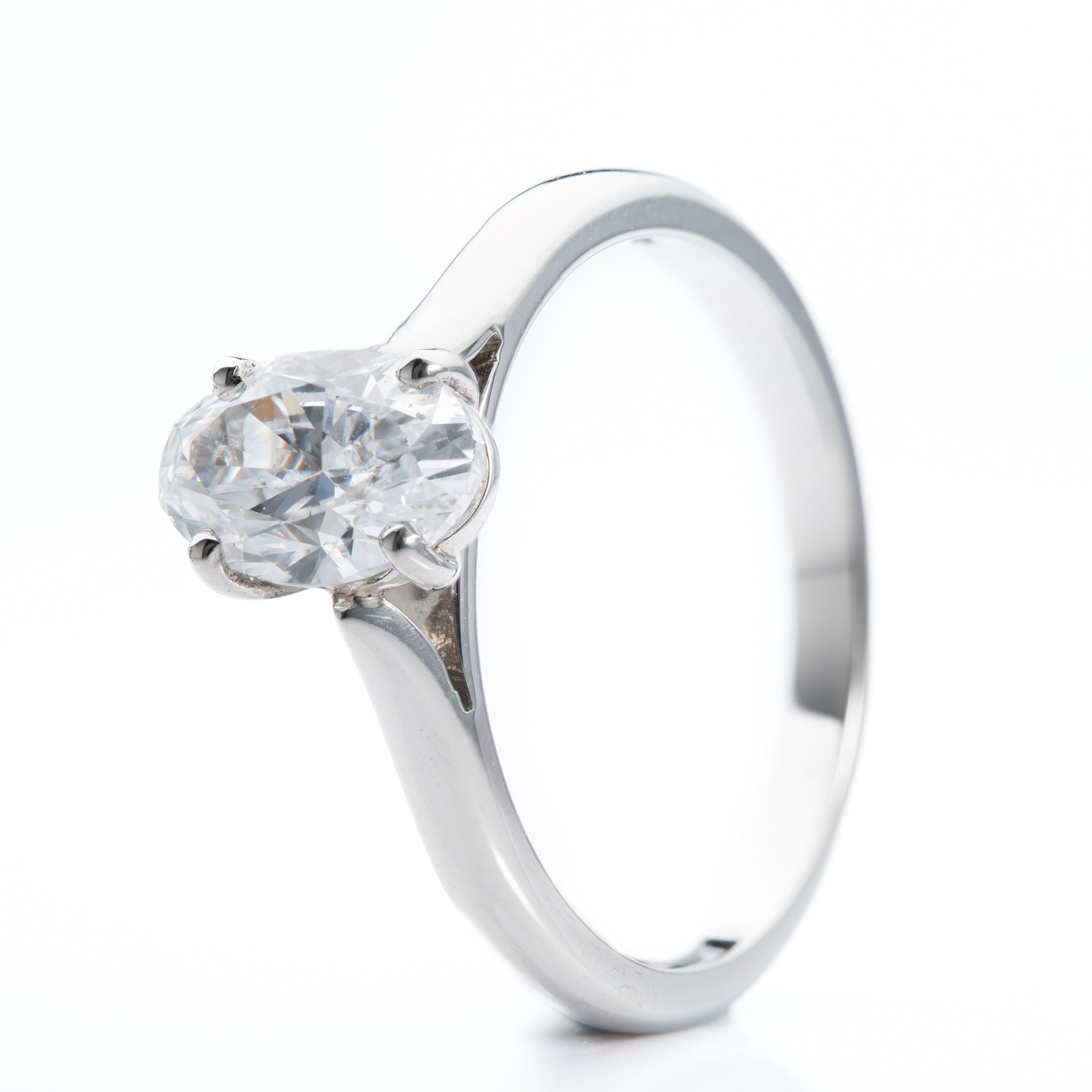 Platinum 1.00ct Oval Cut Diamond Solitaire Ring