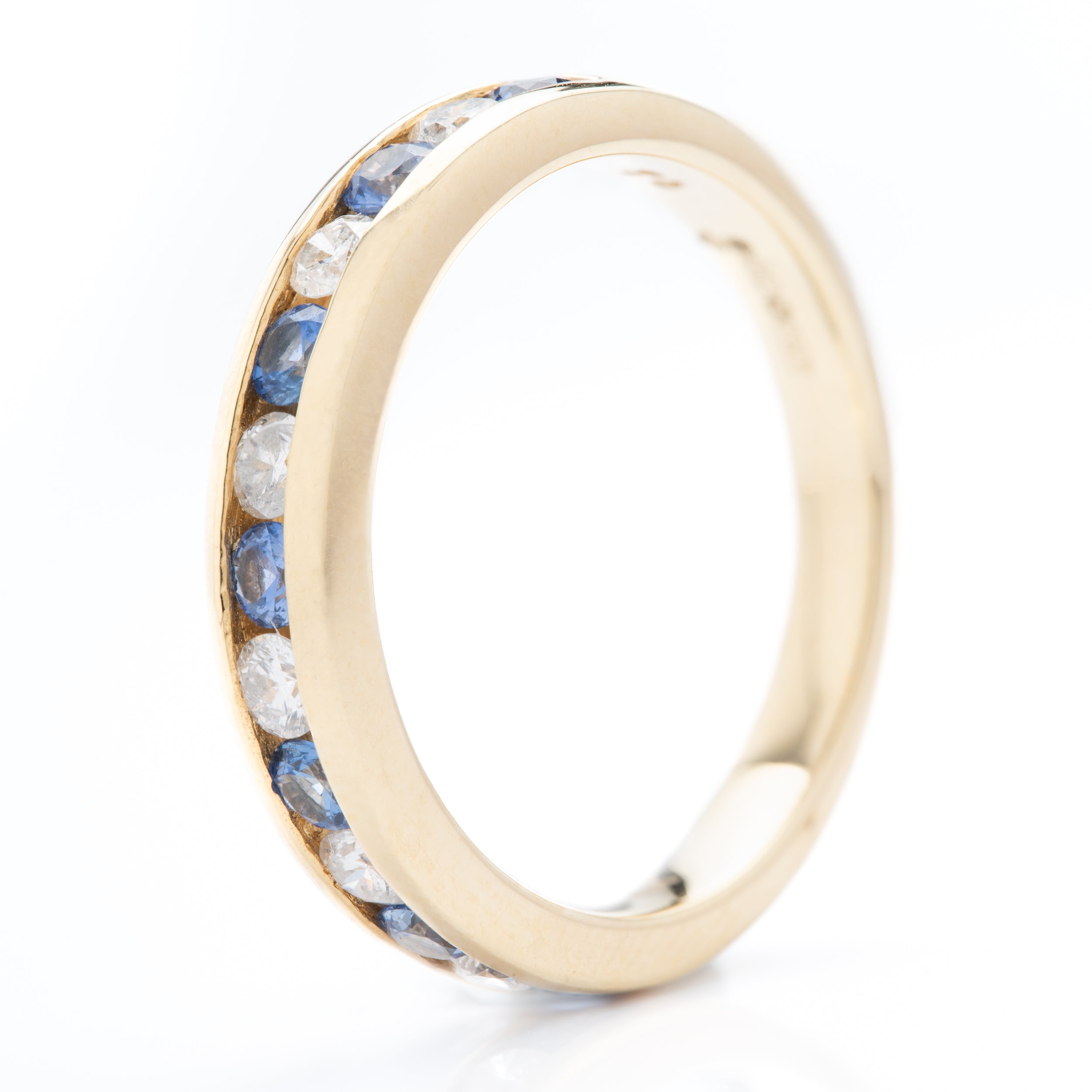 18ct Yellow Gold Sapphire & Diamond Channel Set Eternity Ring