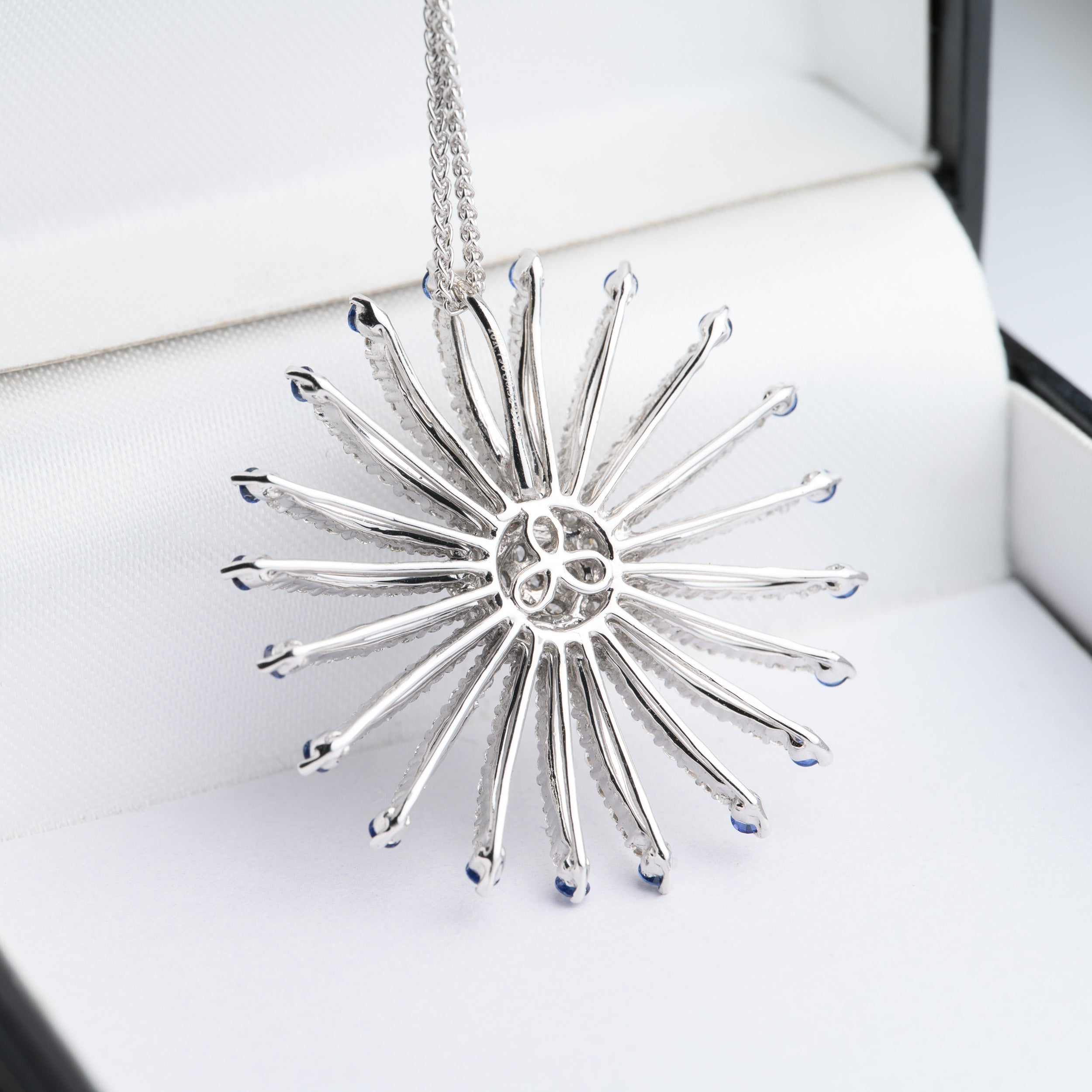 18ct White Gold Diamond and Sapphire Necklace and Chain