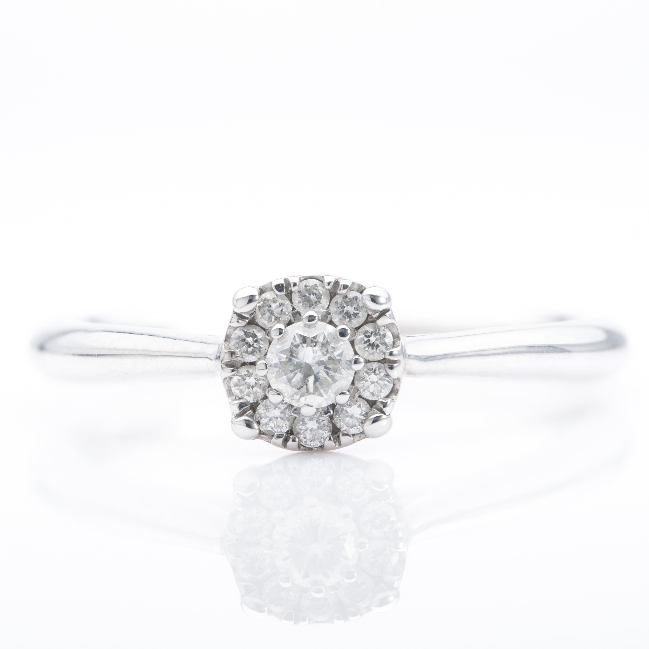9ct White Gold Diamond Halo Cluster Ring