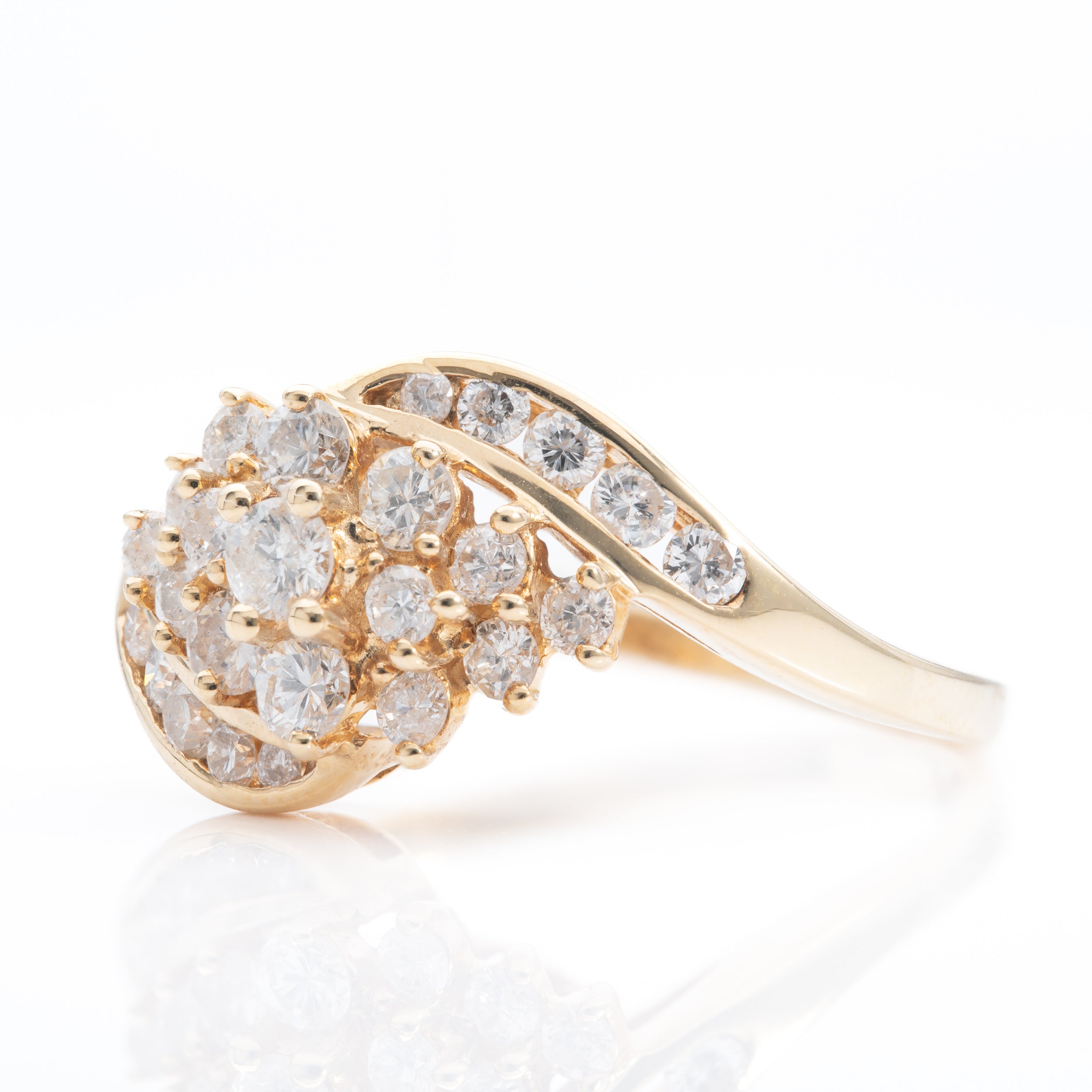 18ct Yellow Gold Diamond Set Twist Cluster Ring