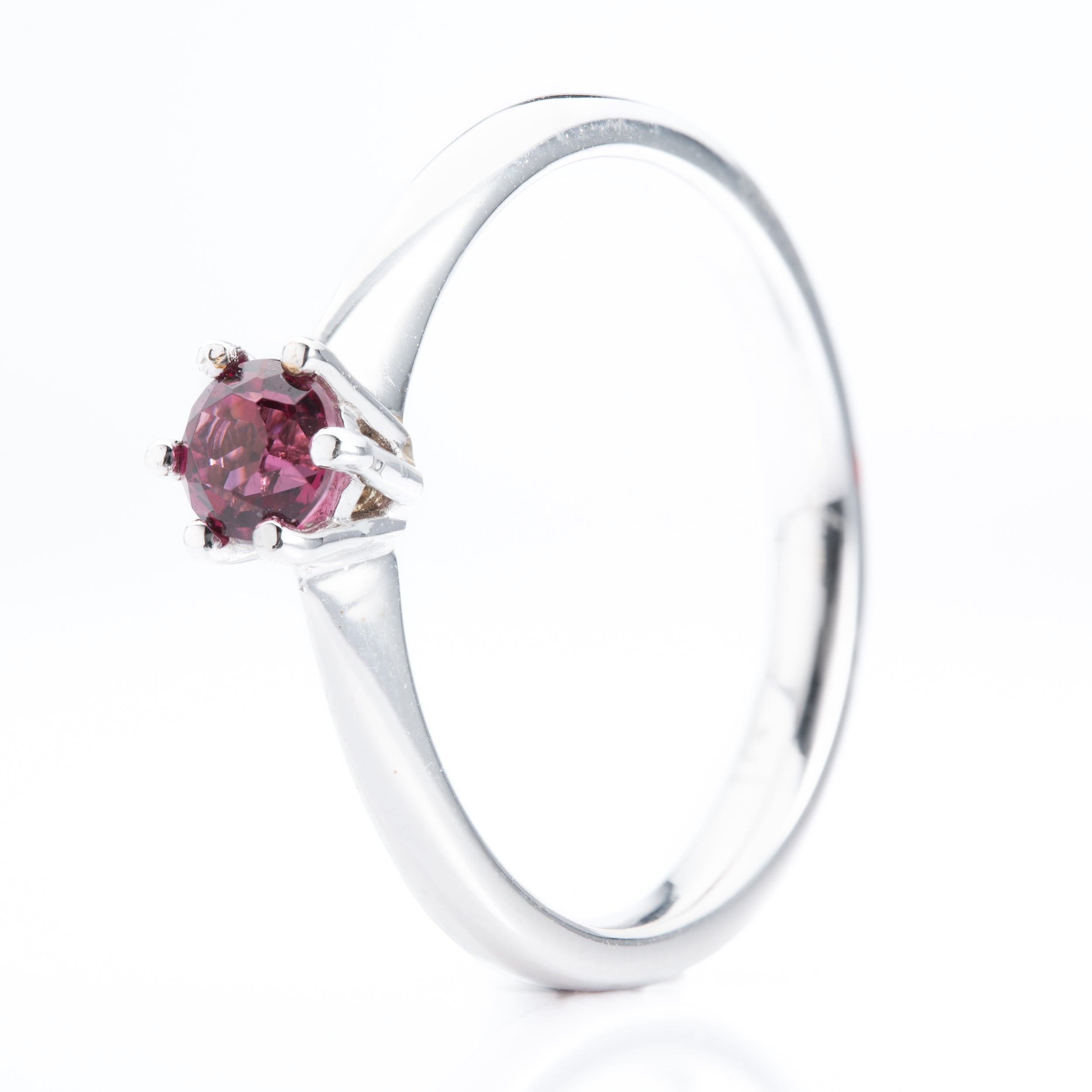9ct White Gold Pink Garnet Set Ring
