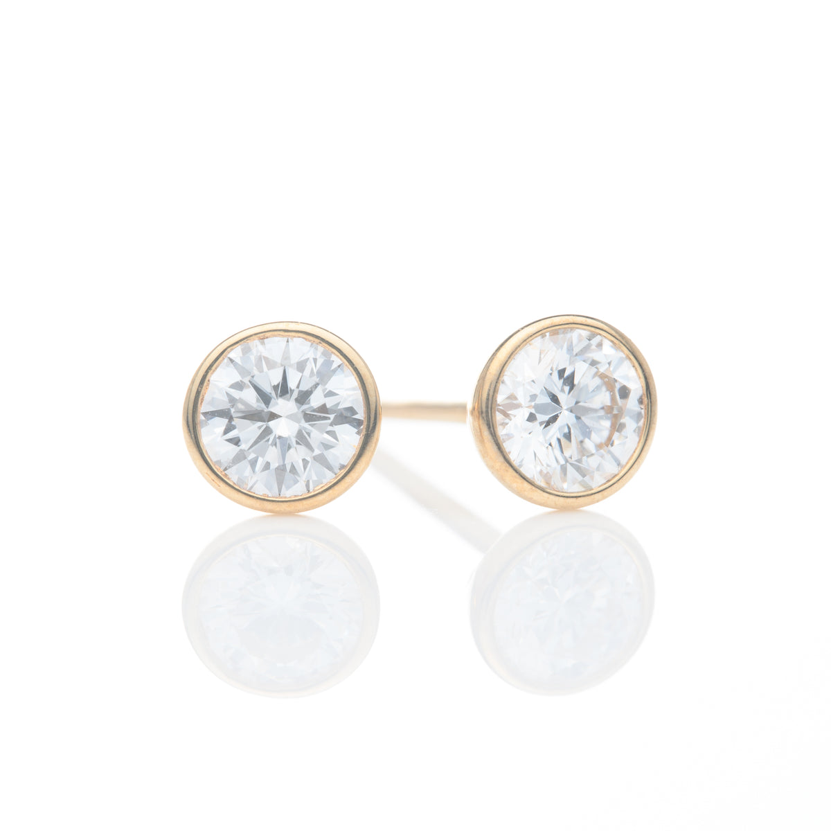 9ct Yellow Gold Bezel Set Lab Grown Diamond Stud Earrings (0.40ct)