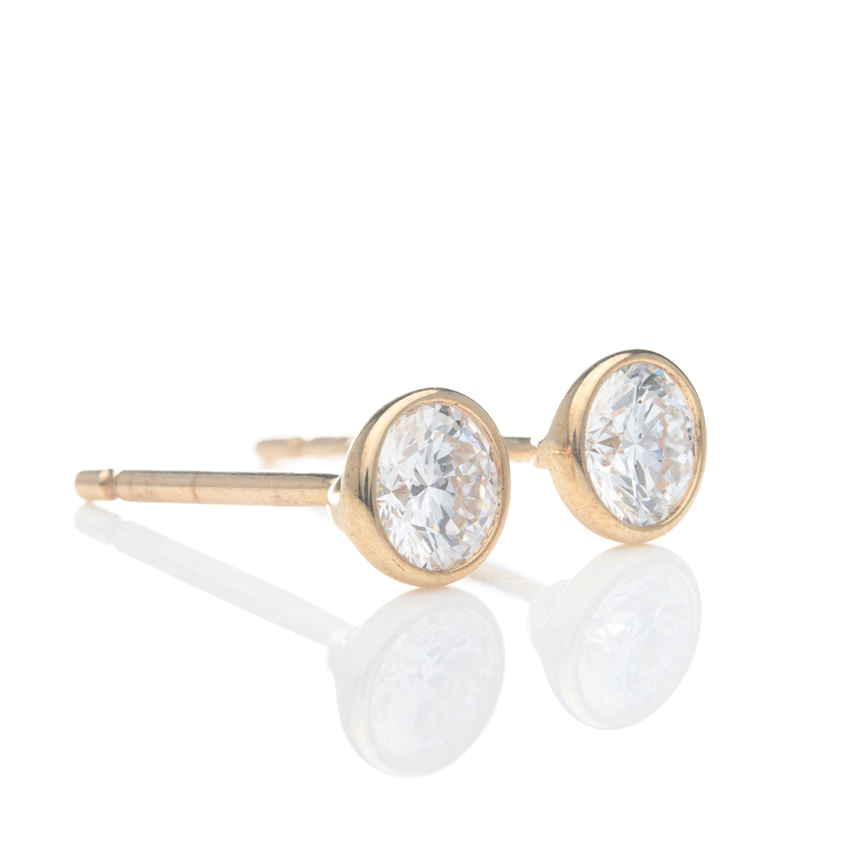 9ct Yellow Gold Bezel Set Lab Grown Diamond Stud Earrings (0.40ct)