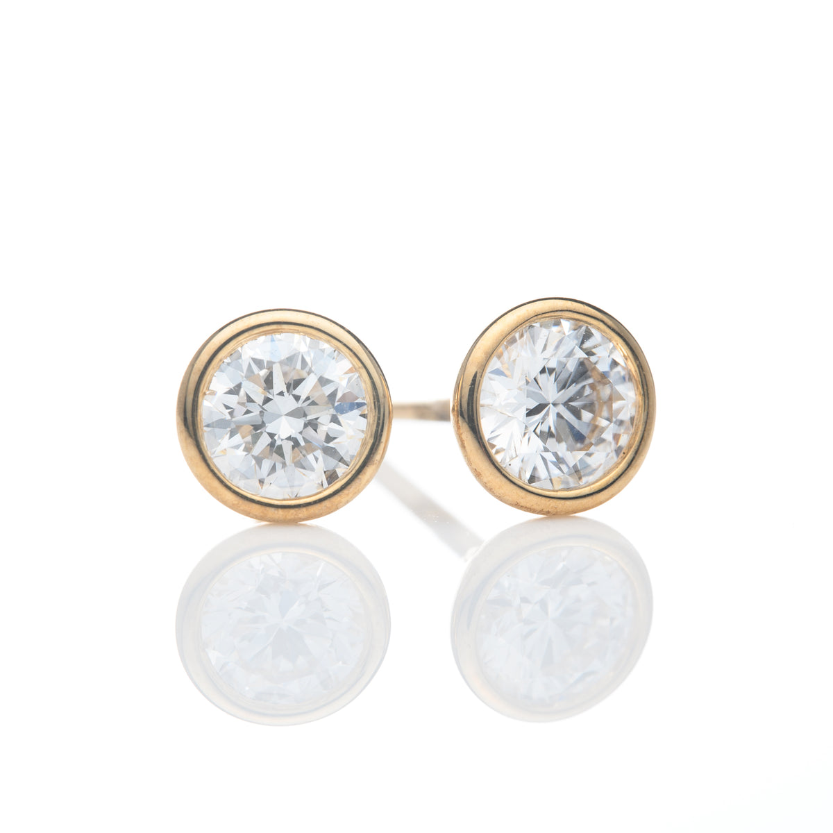 9ct Yellow Gold Bezel Set Lab Grown Diamond Stud Earrings (0.50ct)