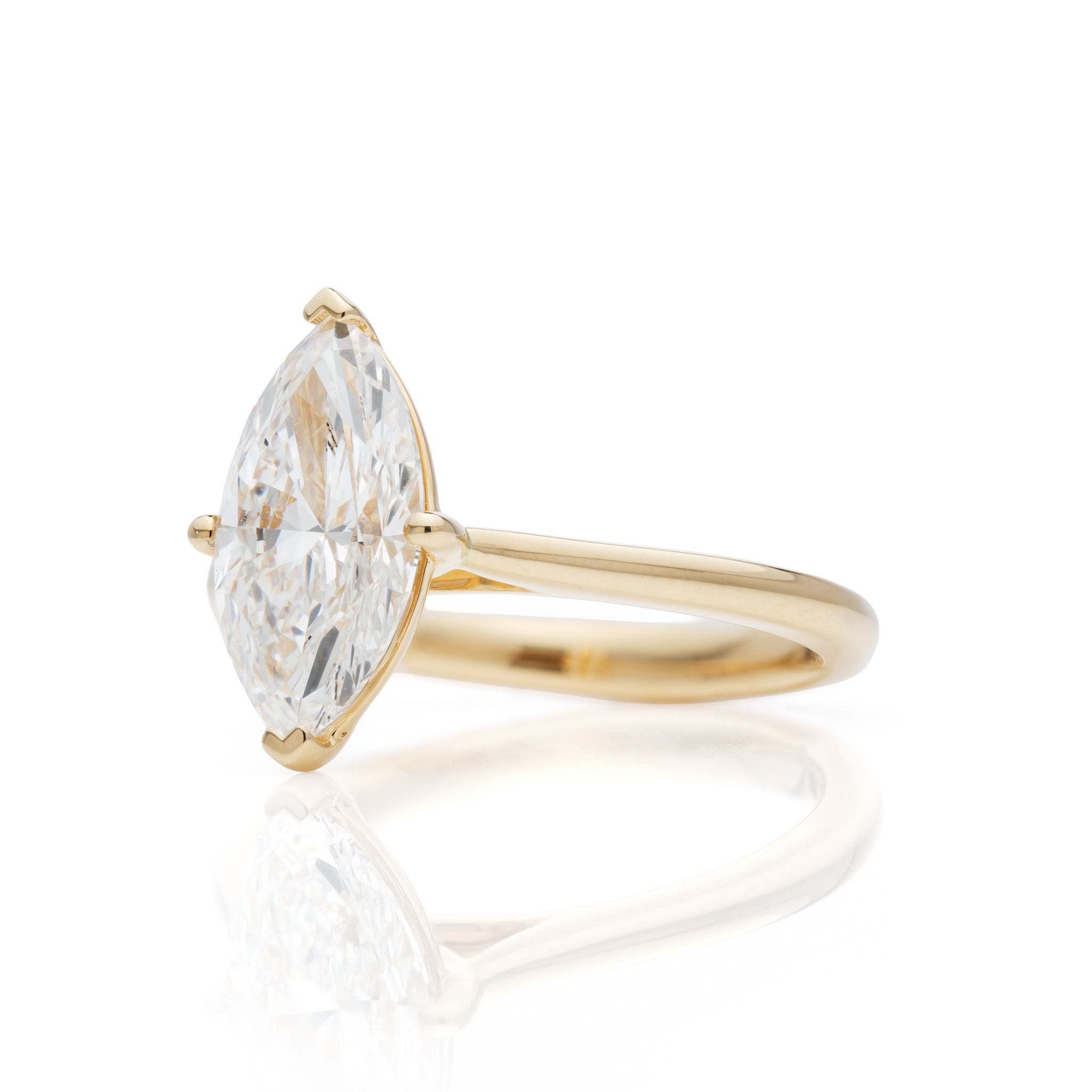 18ct Yellow Gold Marquise Cut Lab Grown Diamond Solitaire Ring
