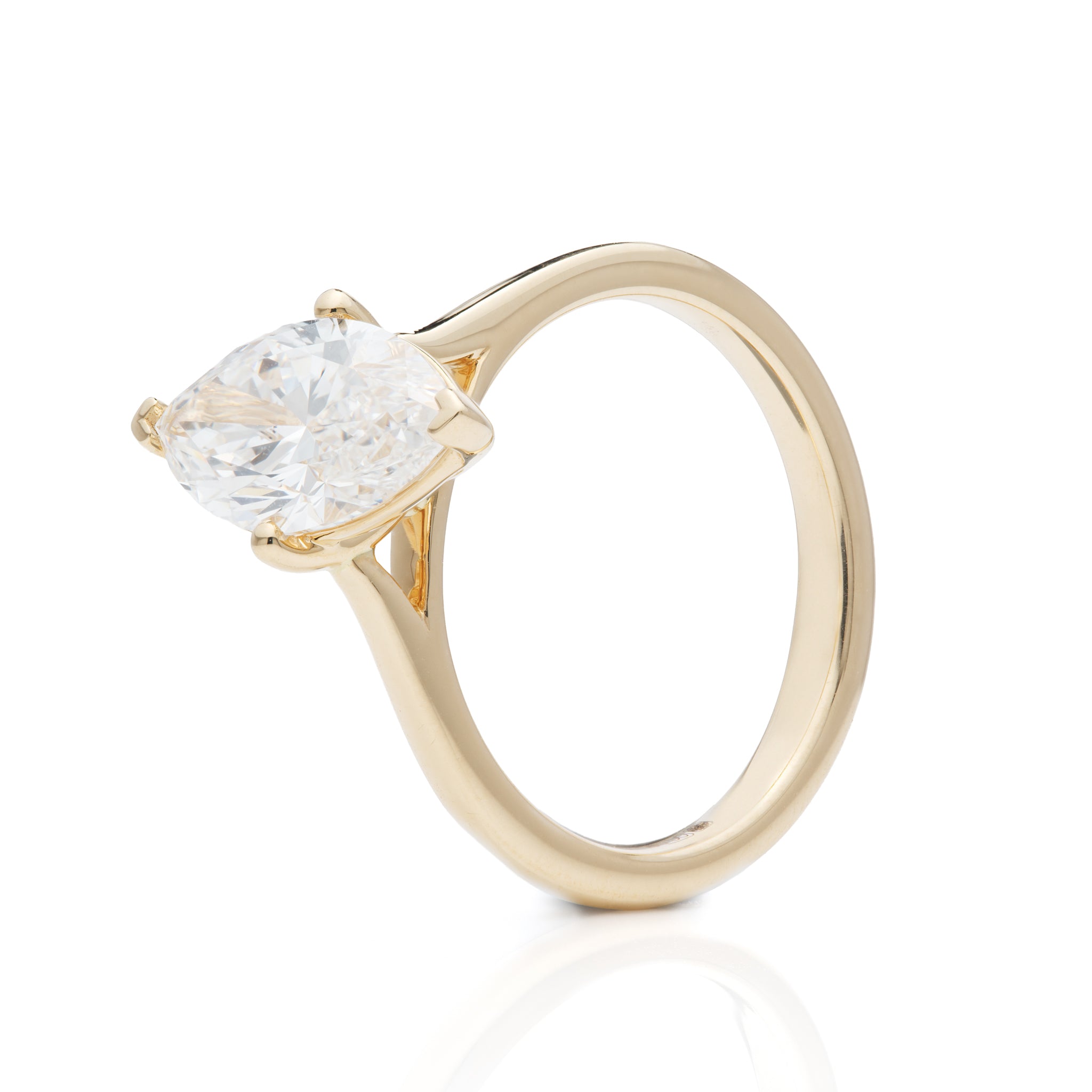 18ct Yellow Gold Marquise Cut Lab Grown Diamond Solitaire Ring