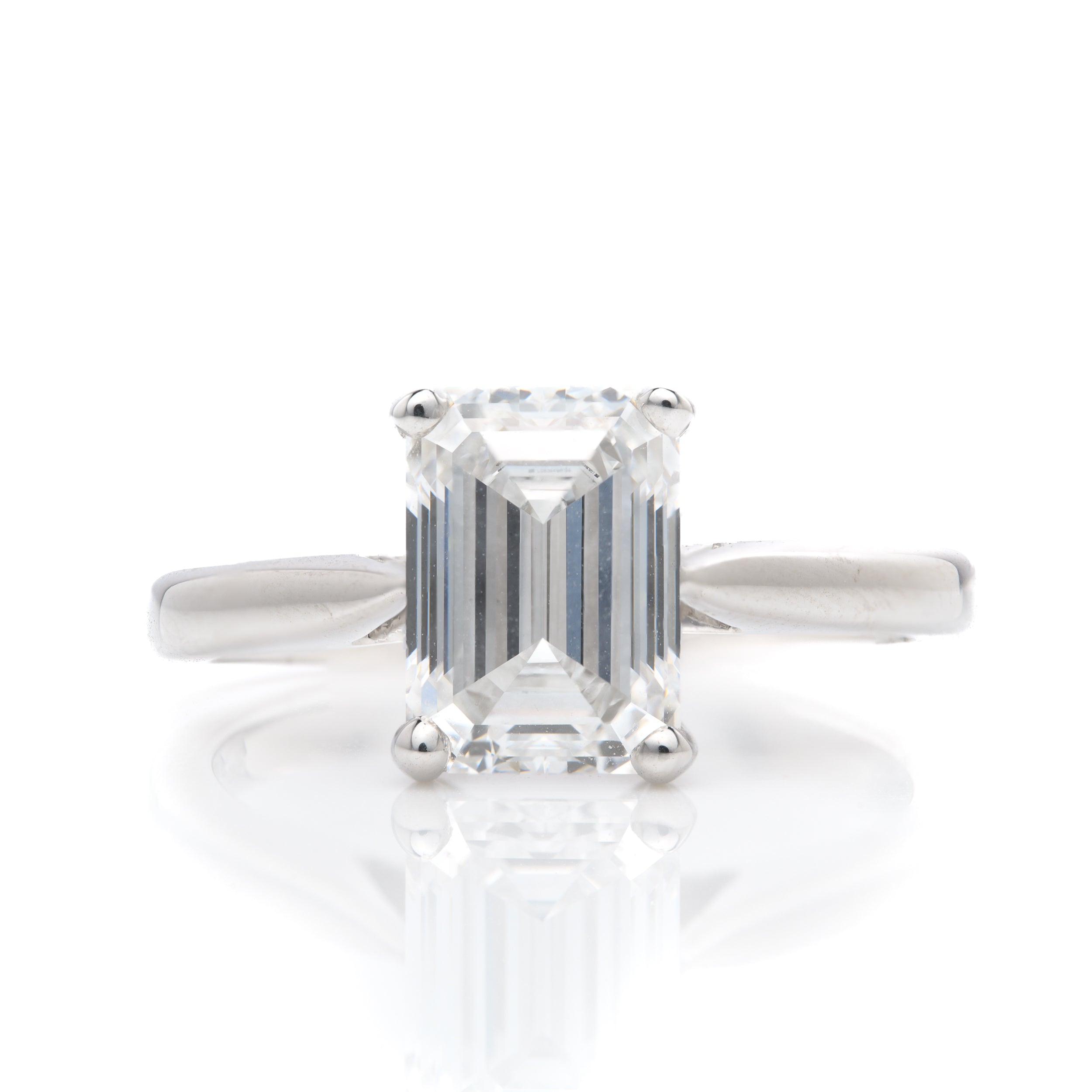18ct White Gold Emerald Cut Lab Grown Diamond Solitaire Ring