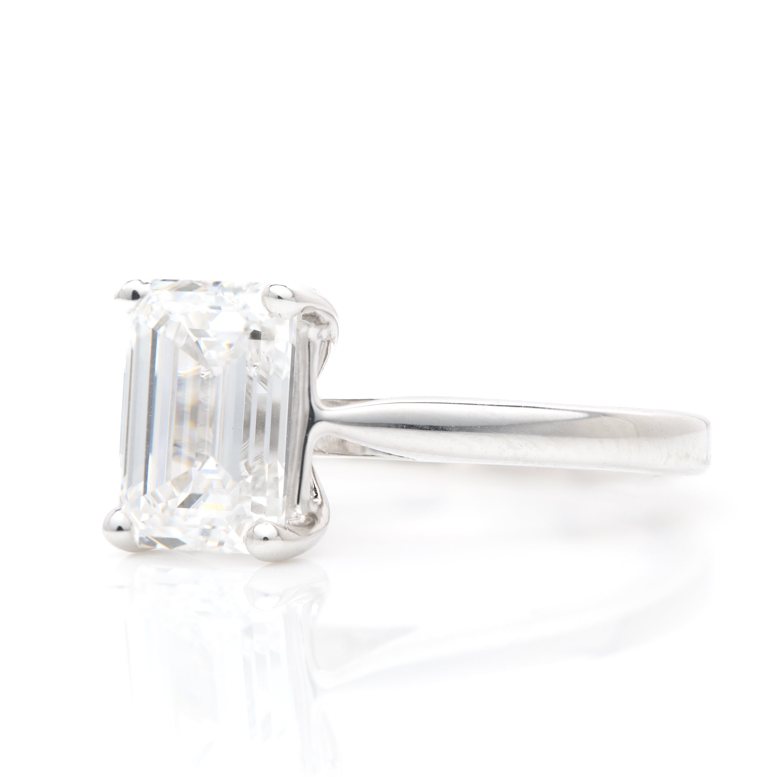 18ct White Gold Emerald Cut Lab Grown Diamond Solitaire Ring