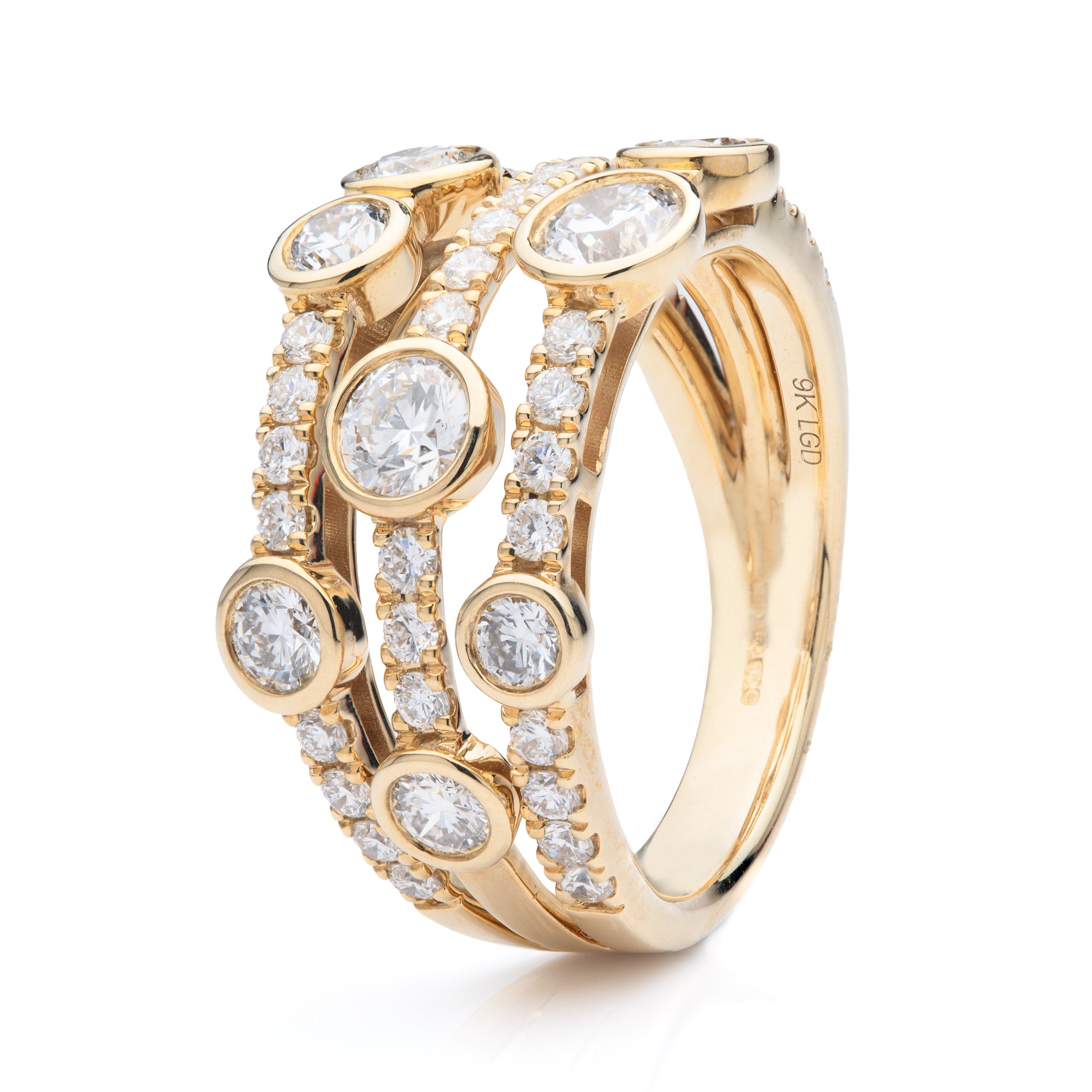 9ct Yellow Gold Lab Grown Diamond Bubble Ring