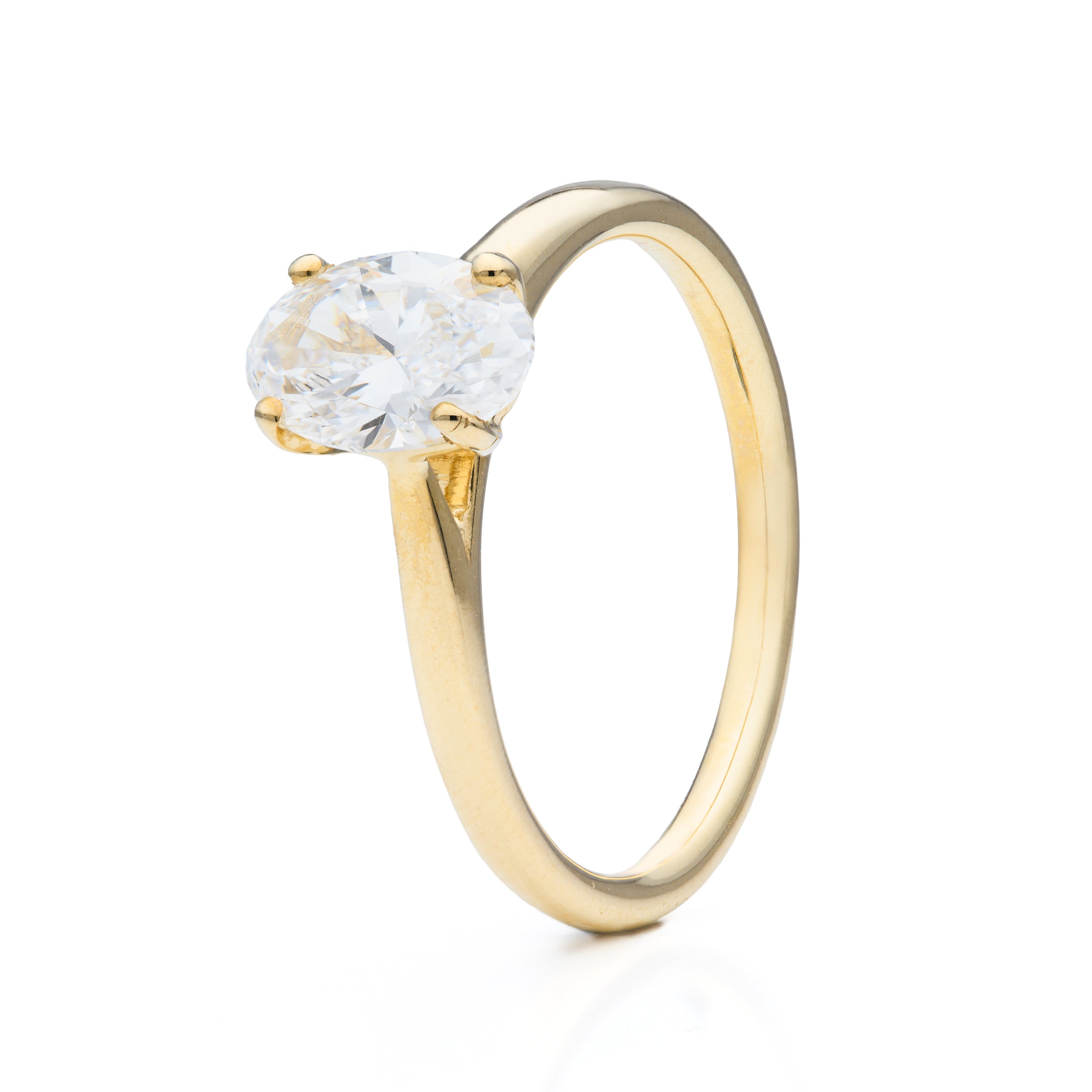 9ct Yellow Gold Oval Cut Lab Grown Solitaire Ring