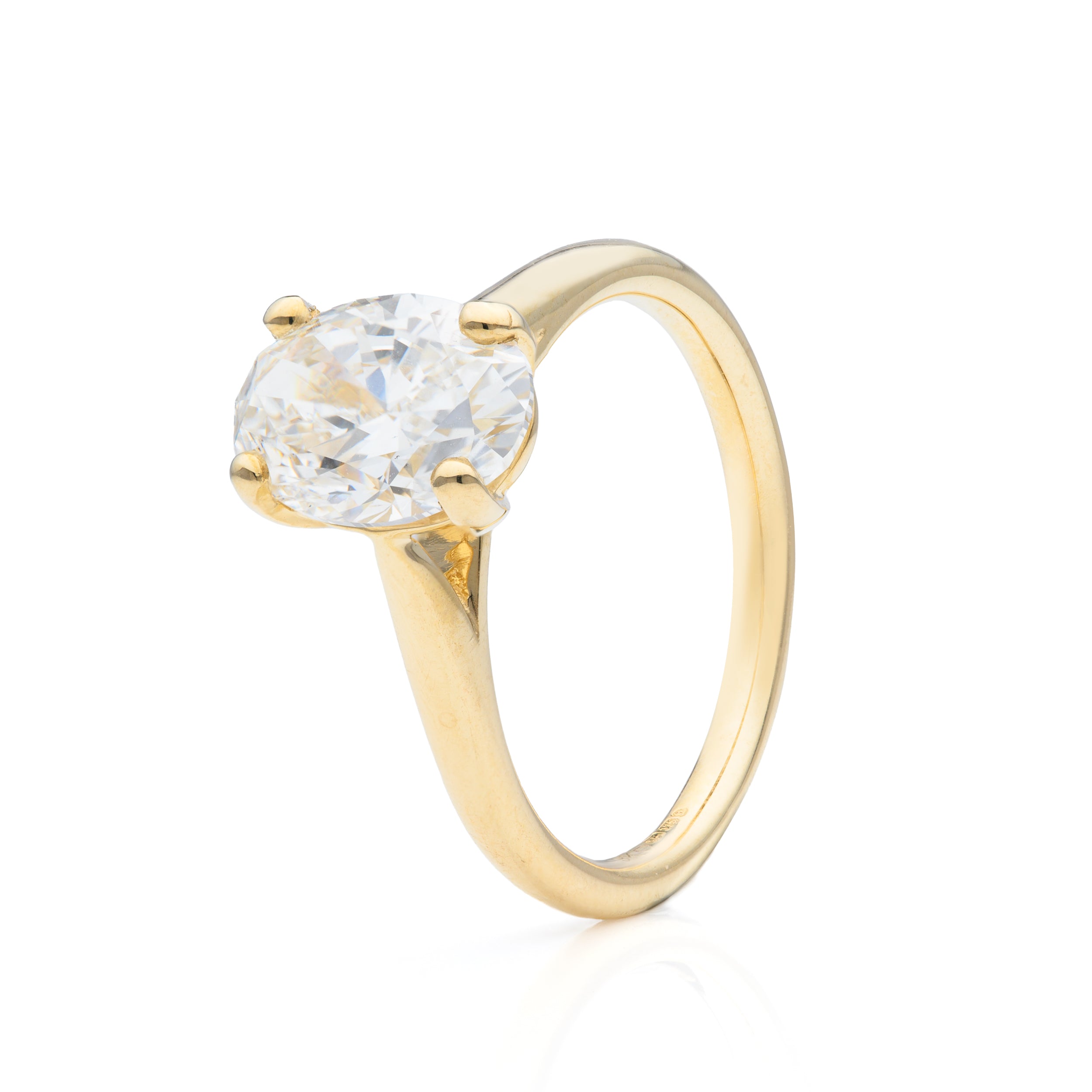 9ct Yellow Gold 2.00ct Oval Cut Lab Grown Solitaire Ring