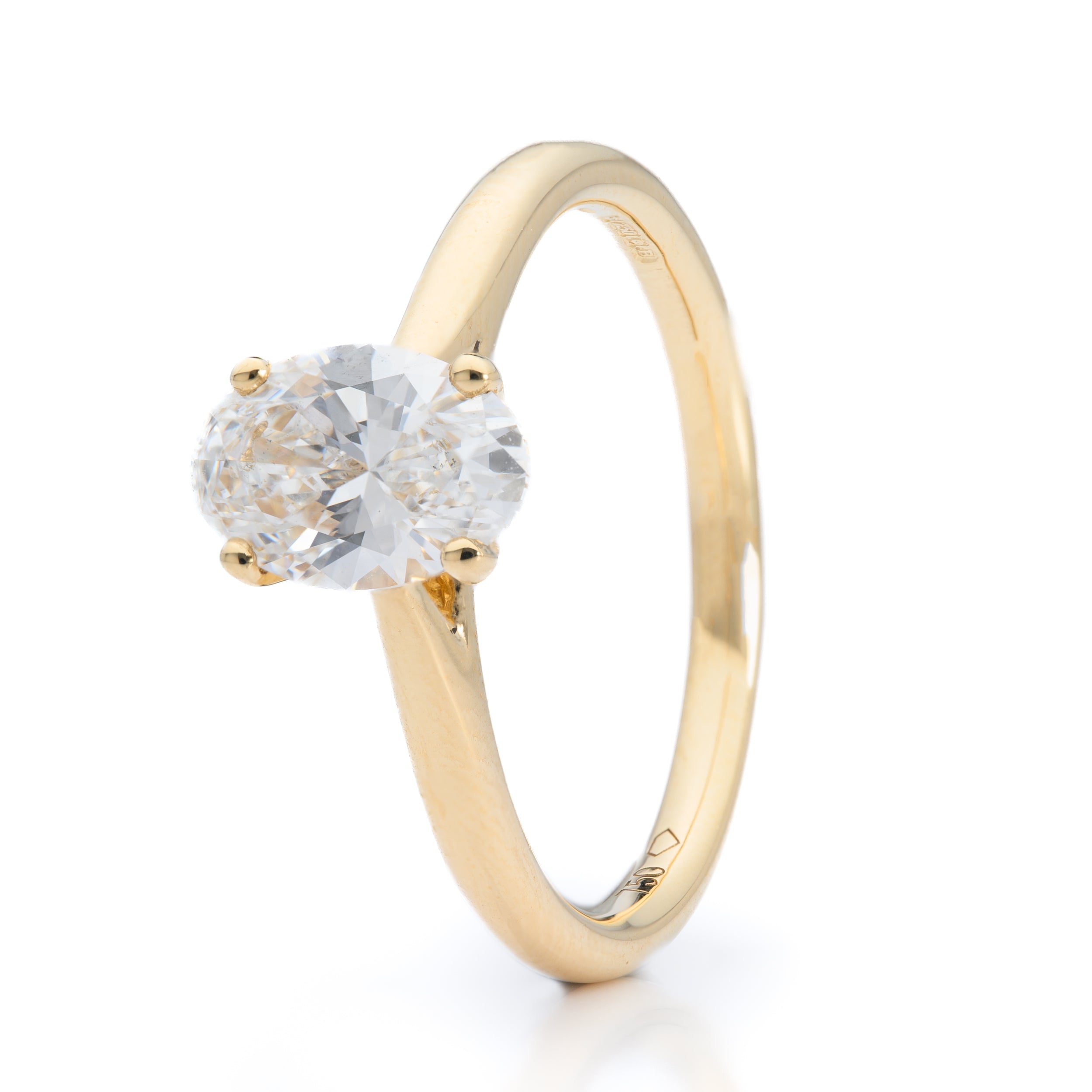 18ct Yellow Gold Oval Cut Lab Grown Diamond Solitaire Ring
