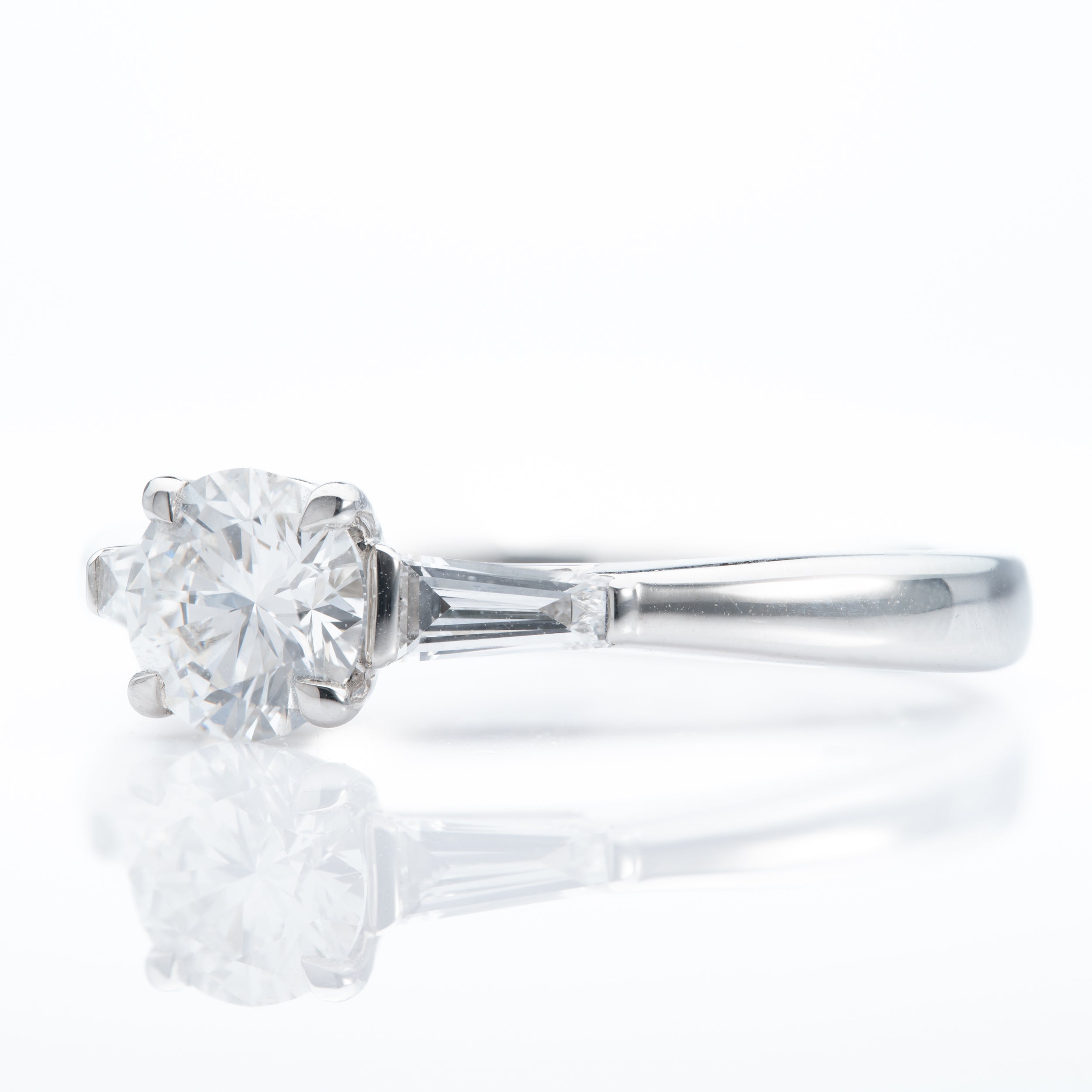 Platinum GIA Certificated Round Brilliant Cut Diamond Trilogy Ring