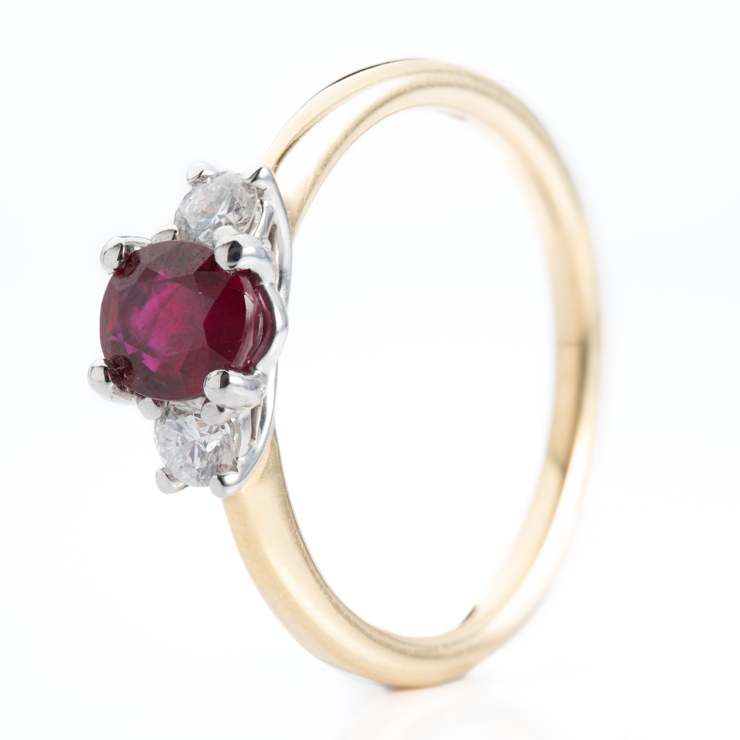 18ct Gold Ruby & Diamond Trilogy Ring