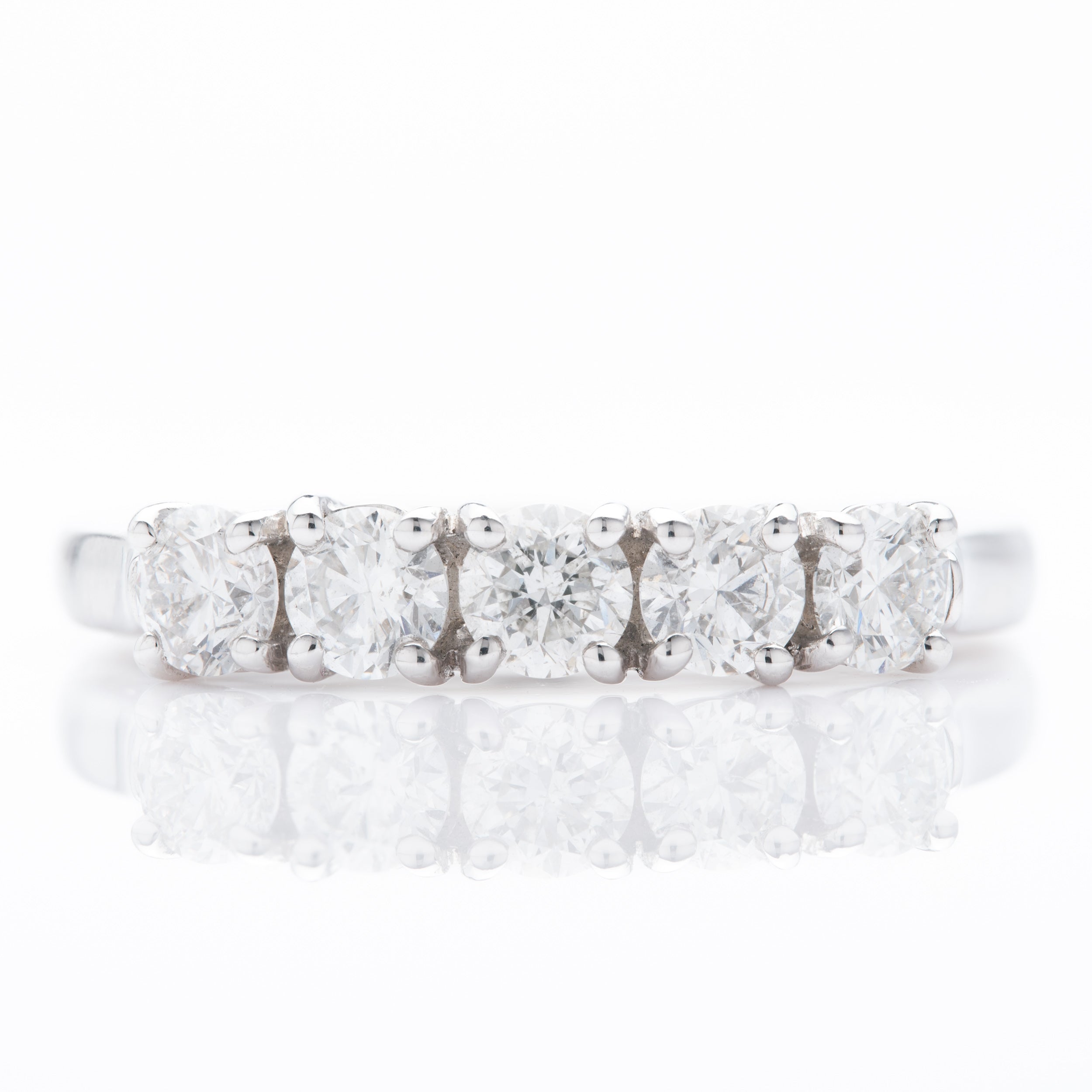Platinum & Brilliant Cut Diamond Claw Set Five Stone Ring