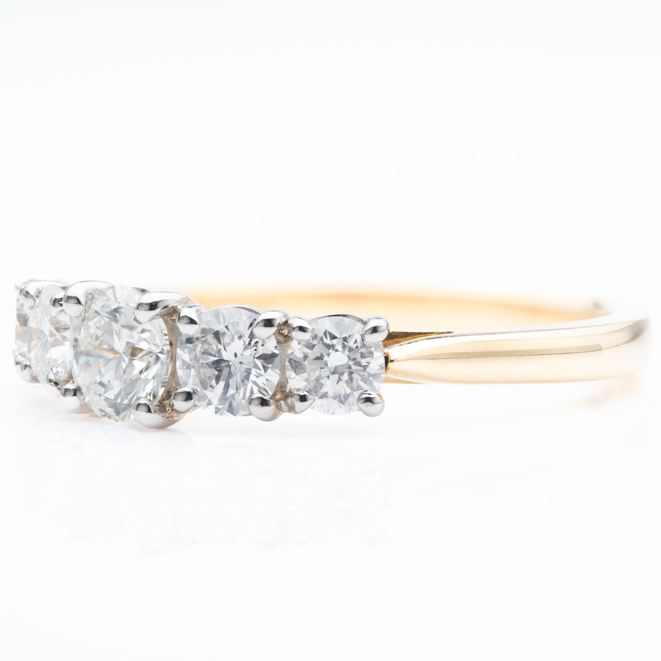 18ct Yellow Gold Brilliant Cut Diamond 5 Stone Ring