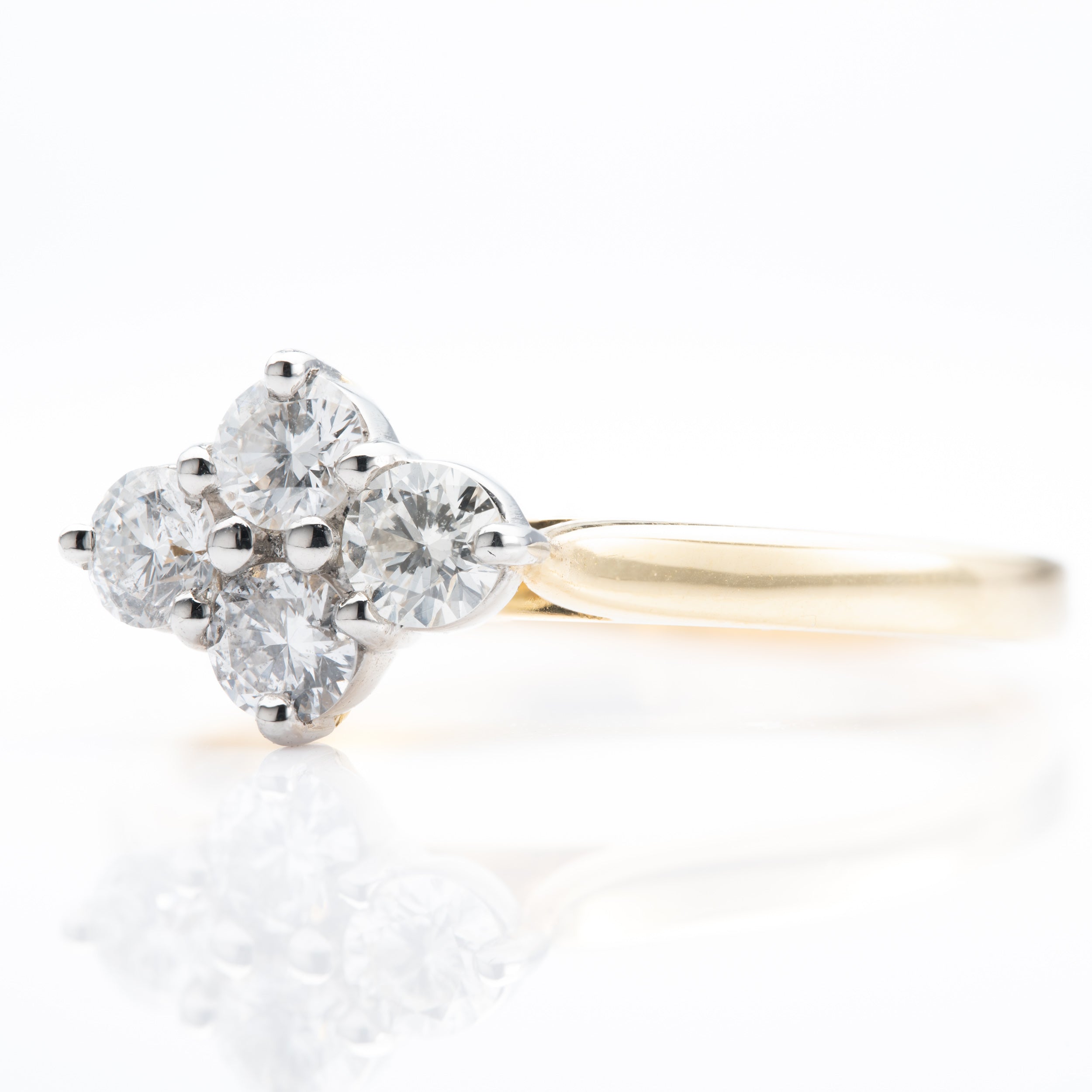 18ct Yellow Gold & Platinum 0.50ct Diamond Four-Stone Cluster Ring