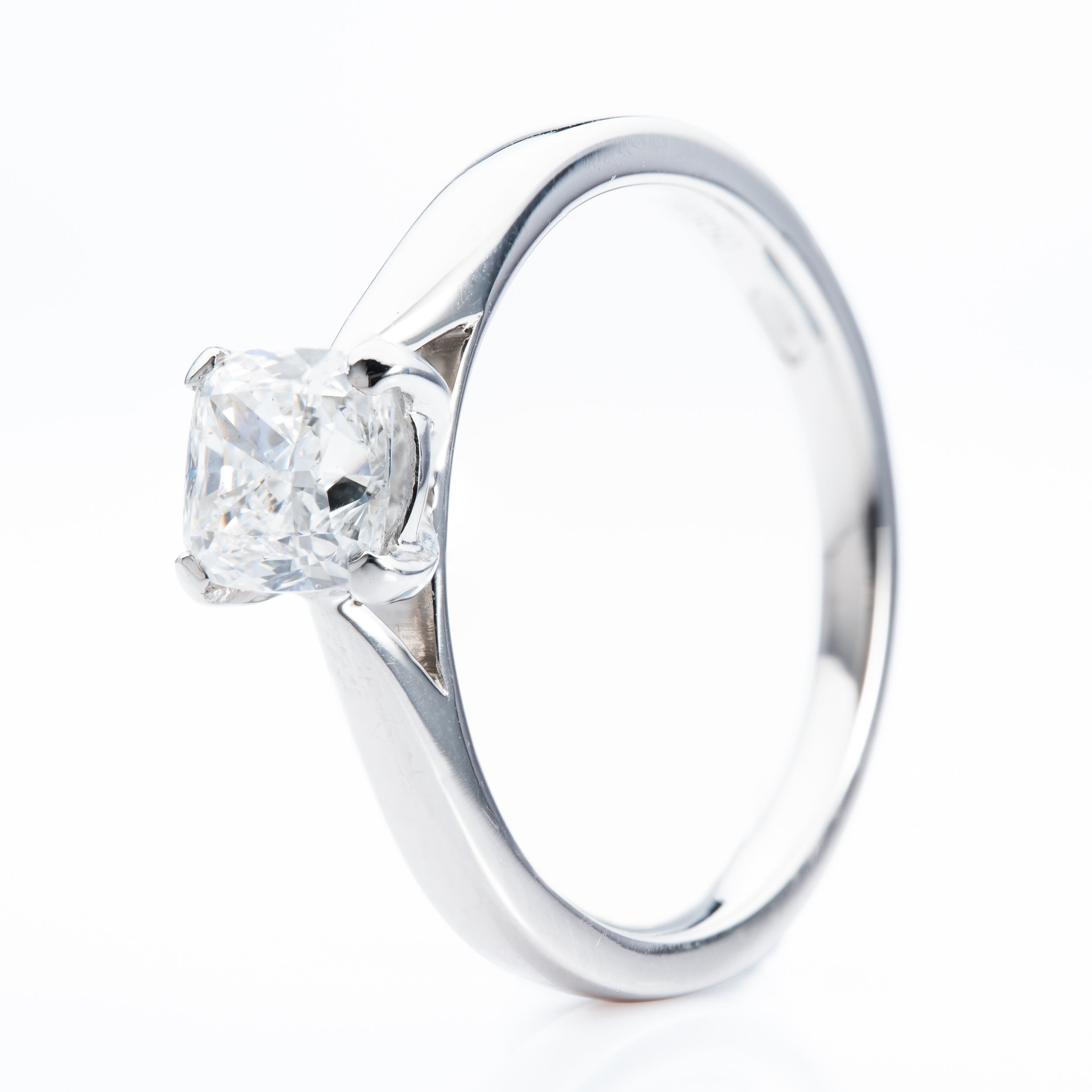 Platinum GIA Certified Cushion Cut Diamond Solitaire Ring