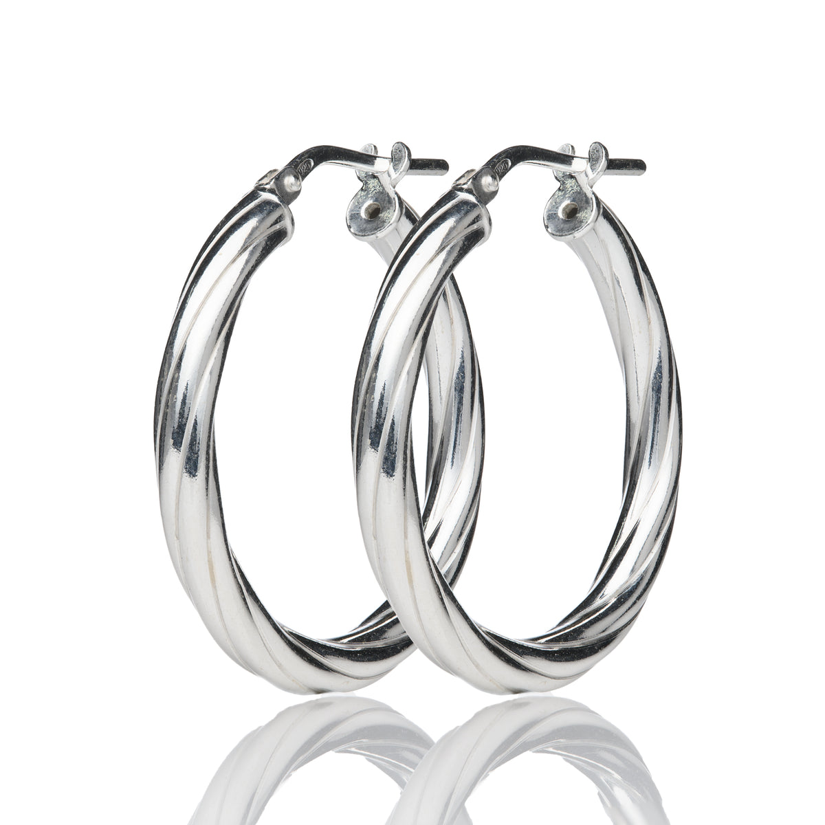 Silver 25mm Twisted Hoop Earrings