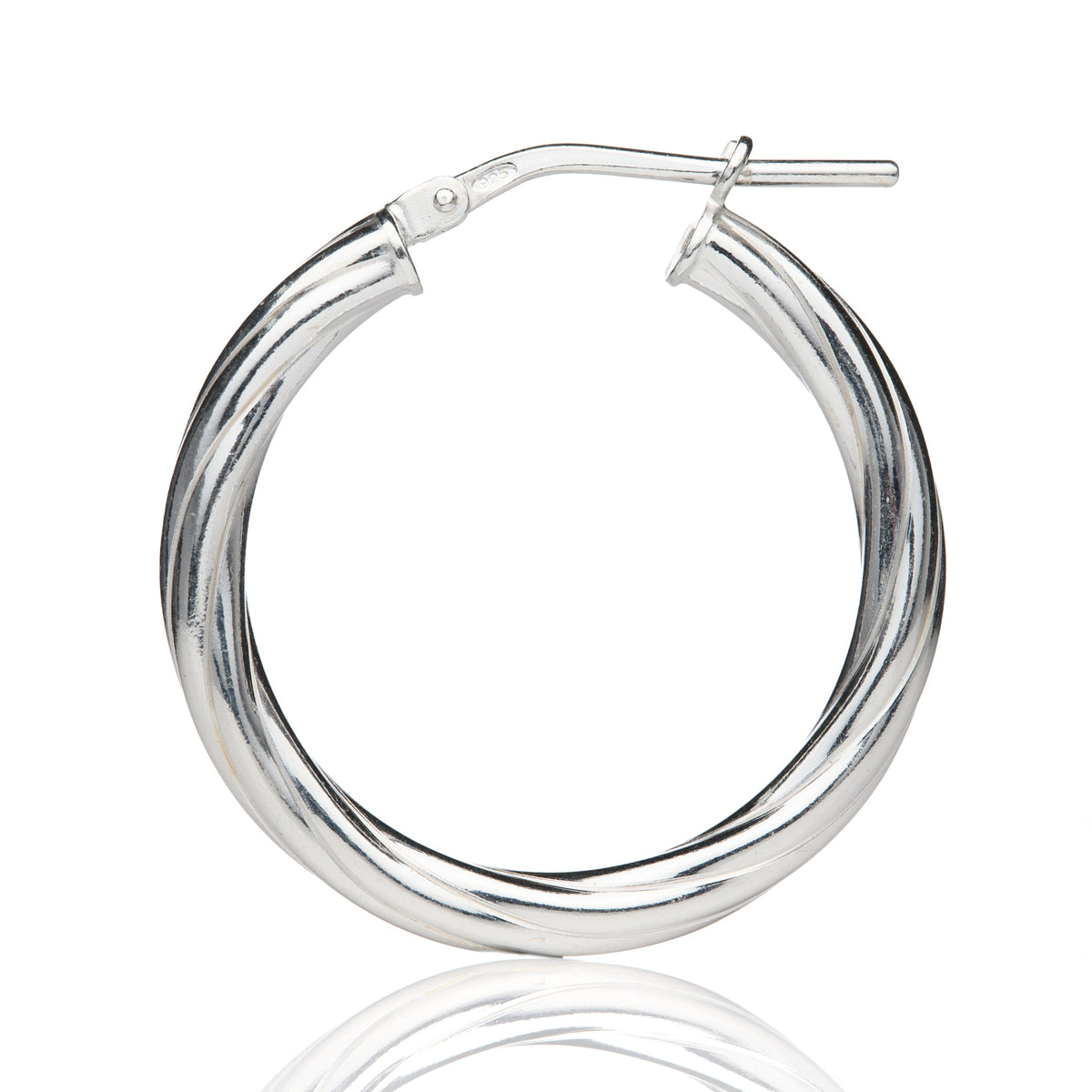 Silver 25mm Twisted Hoop Earrings