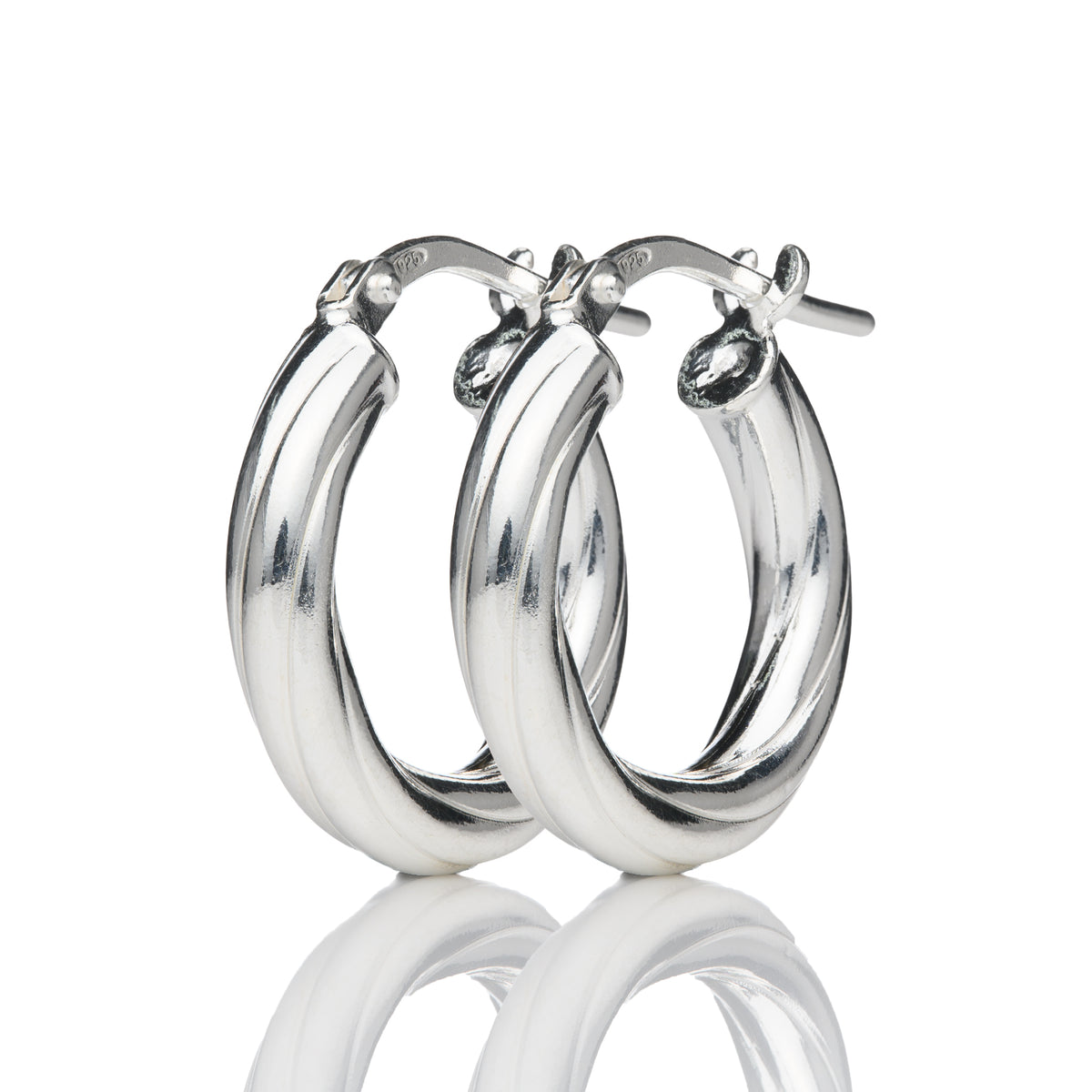 Silver 15mm Twist Hoop Earrings