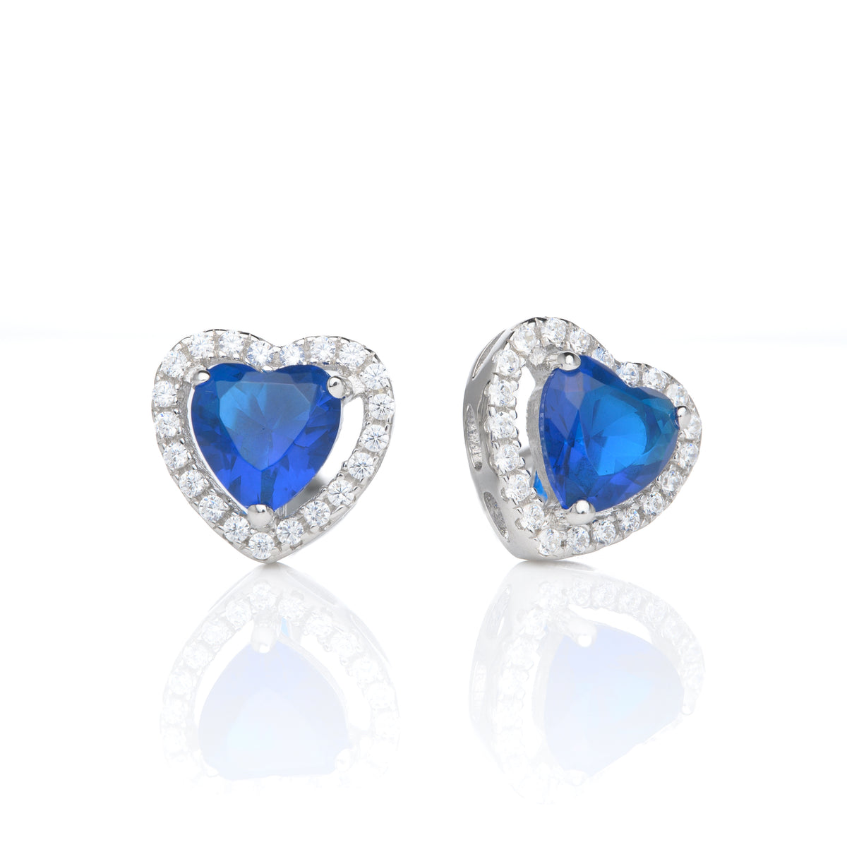 Silver Cubic Zirconia Heart Shaped Earrings