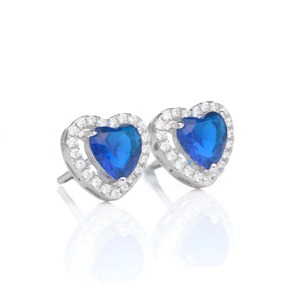 Silver Cubic Zirconia Heart Shaped Earrings