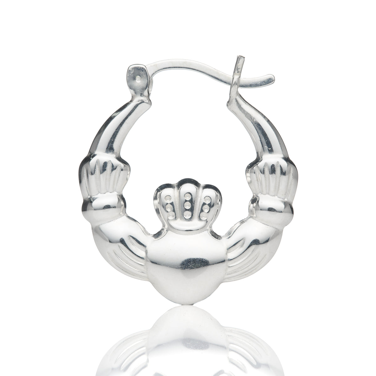 Silver 20mm Claddagh Creole Hoop Earrings